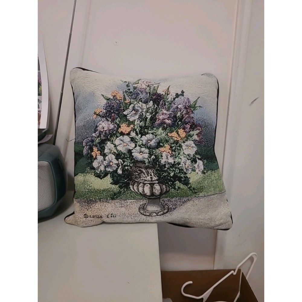 Floral Grandeur Urn Decorative Throw Pillow - Artist Lena Liu